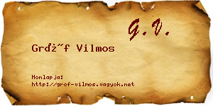Gróf Vilmos névjegykártya